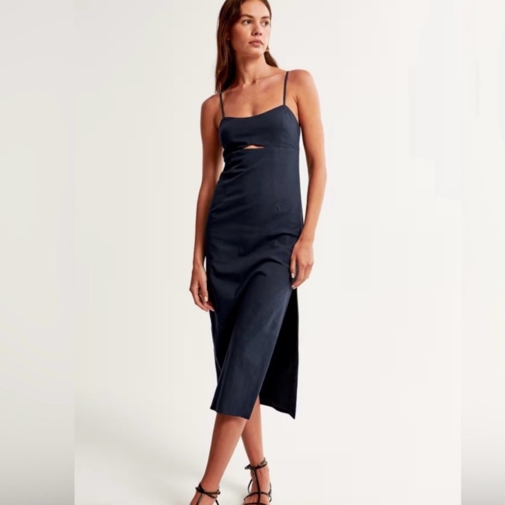 Abercrombie Cutout Midi Dress in Navy